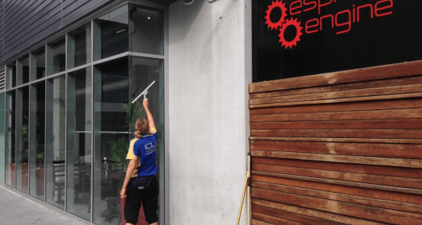 Marcus and Ruthie Cleaning Window in Brisbane!